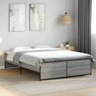Bedframe met metalen poten en multiplex lattenbodem in grijs sonoma eiken - Grijs sonoma / 135 x 190 cm - Bedden &
