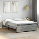Bedframe met metalen poten en multiplex lattenbodem in grijs sonoma eiken - Grijs sonoma / 140 x 190 cm - Bedden &