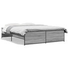 Bedframe met metalen poten en multiplex lattenbodem in grijs sonoma eiken - Bedden & bedframes