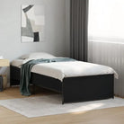 Bedframe met metalen poten en multiplex lattenbodem in grijs sonoma eiken - Zwart / 90 x 190 cm - Bedden & bedframes