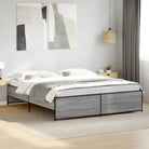 Bedframe met metalen poten en multiplex lattenbodem in grijs sonoma eiken - Grijs sonoma / 200 x 200 cm - Bedden &