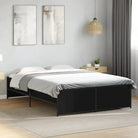 Bedframe met metalen poten en multiplex lattenbodem in grijs sonoma eiken - Zwart / 135 x 190 cm - Bedden & bedframes