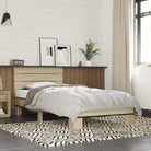 Bedframe met metalen poten en multiplex lattenbodem van bewerkt hout - Sonoma eiken / 100 x 200 cm - Bedden & bedframes