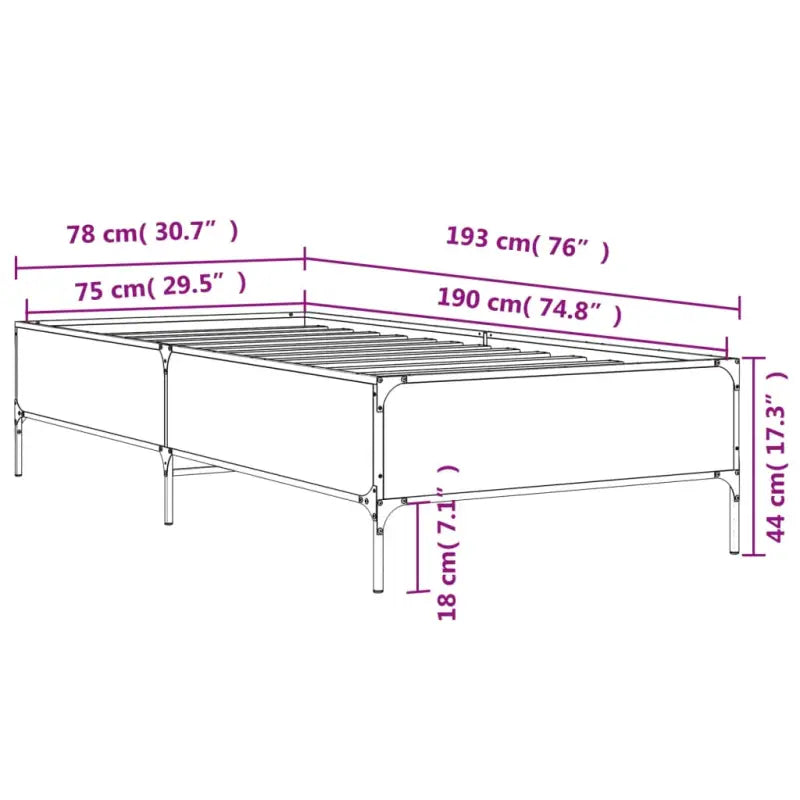 Bedframe met metalen poten en multiplex lattenbodem van bewerkt hout - Bedden & bedframes