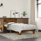 Bedframe met metalen poten en multiplex lattenbodem van bewerkt hout - Grijs sonoma / 135 x 190 cm - Bedden & bedframes