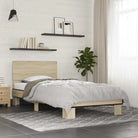 Bedframe met multiplex lattenbodem en bewerkt hout voor een goede nachtrust - Sonoma eiken / 90 x 190 cm - Bedden &