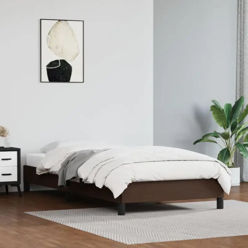 Bedframe met multiplex lattenbodem en duurzaam kunstleer - Bruin / 100 x 200 cm / 25 cm - Bedden & bedframes