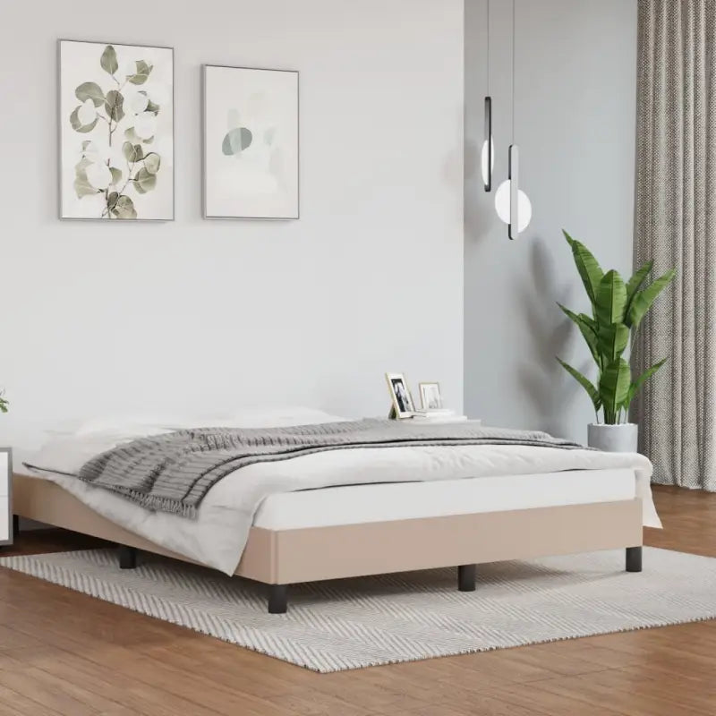 Bedframe met multiplex lattenbodem en duurzaam kunstleer - Cappuccino / 140 x 190 cm / 25 cm - Bedden & bedframes
