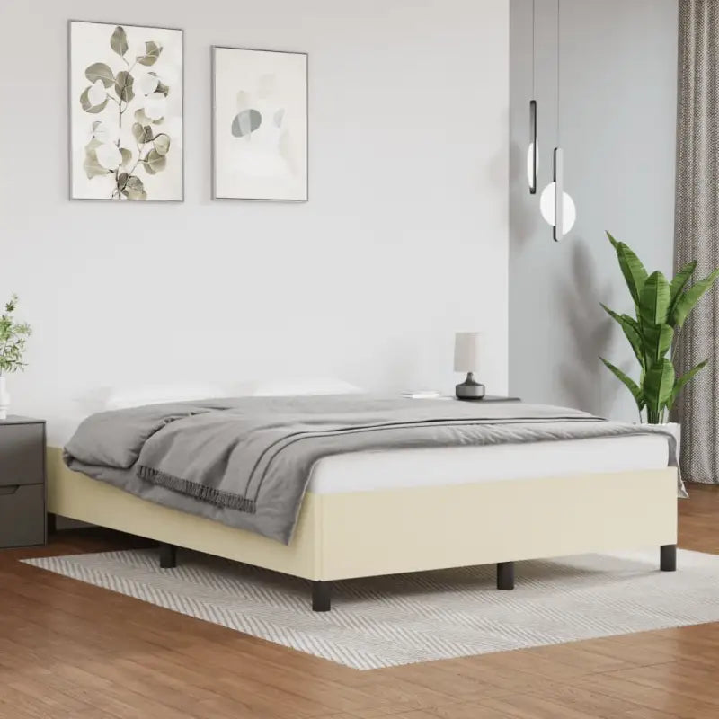 Bedframe met multiplex lattenbodem en duurzaam kunstleer - Crème / 140 x 190 cm / 35 cm - Bedden & bedframes