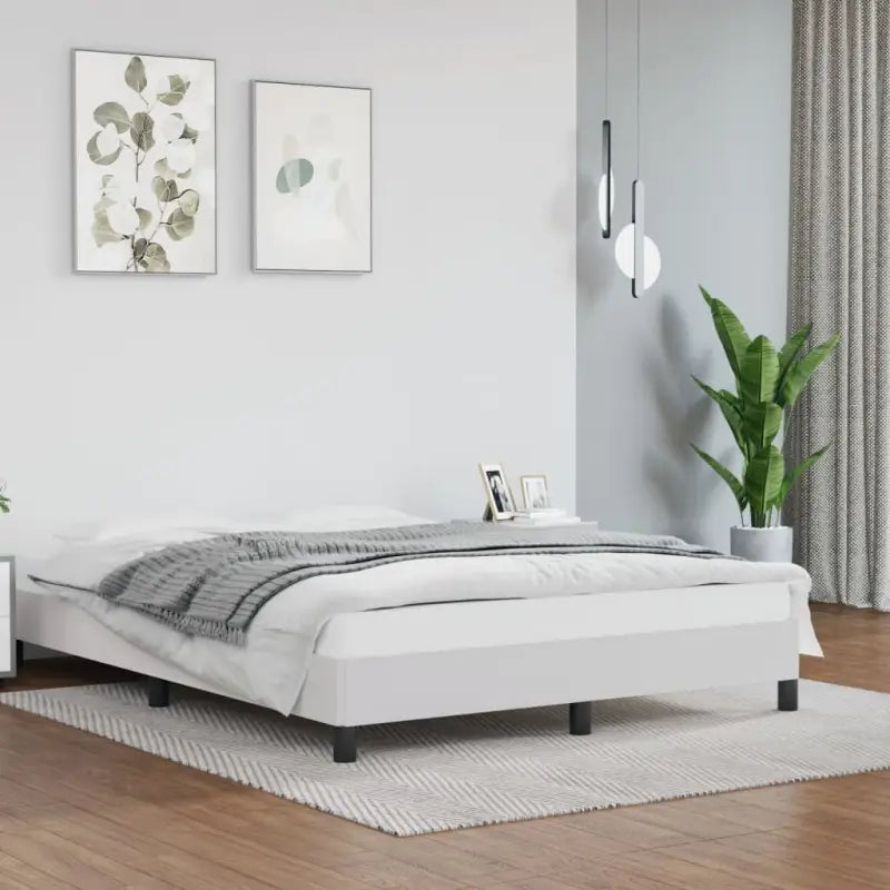 Bedframe met multiplex lattenbodem en duurzaam kunstleer - Wit / 140 x 190 cm / 25 cm - Bedden & bedframes