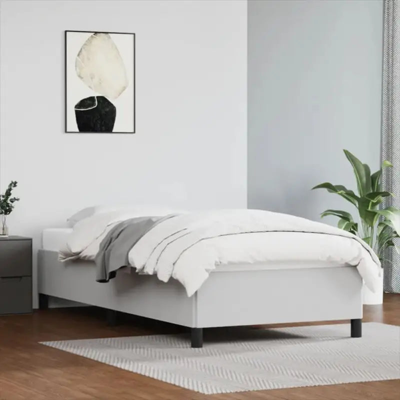Bedframe met multiplex lattenbodem en duurzaam kunstleer - Wit / 90 x 190 cm / 35 cm - Bedden & bedframes