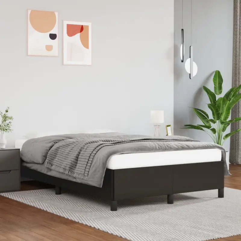 Bedframe met multiplex lattenbodem en duurzaam kunstleer - Zwart / 120 x 200 cm / 35 cm - Bedden & bedframes
