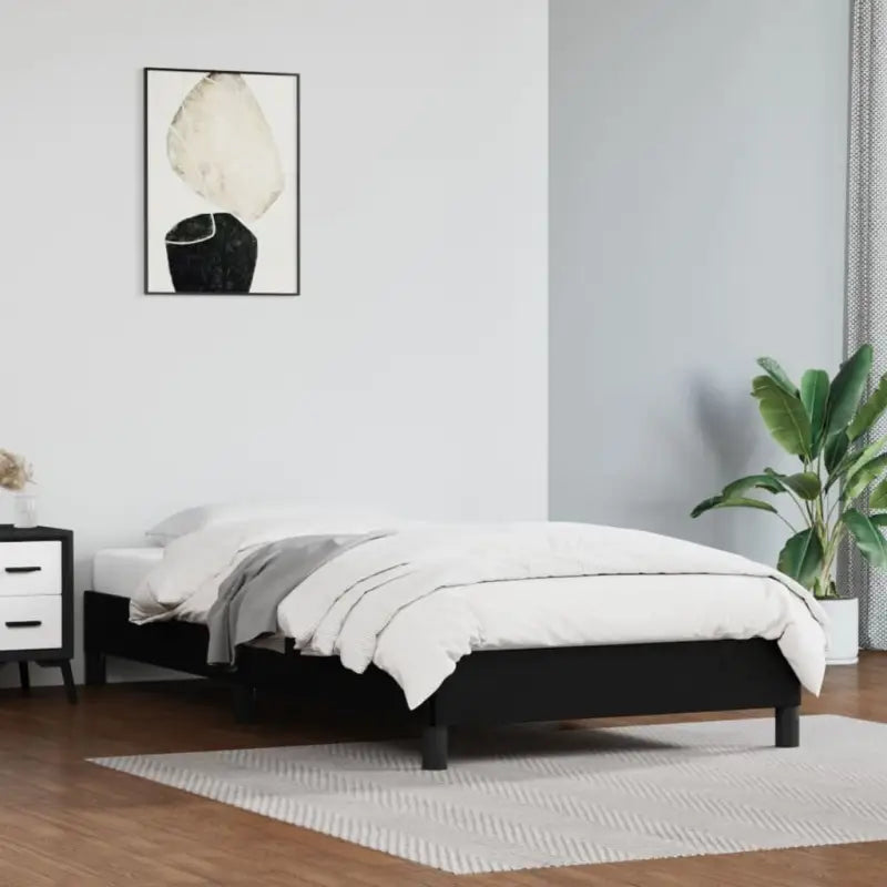 Bedframe met multiplex lattenbodem en duurzaam kunstleer - Zwart / 80 x 200 cm / 25 cm - Bedden & bedframes