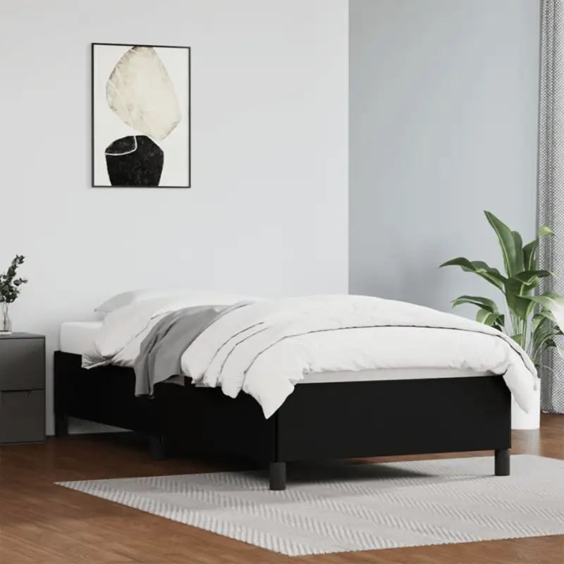 Bedframe met multiplex lattenbodem en duurzaam kunstleer - Zwart / 80 x 200 cm / 35 cm - Bedden & bedframes