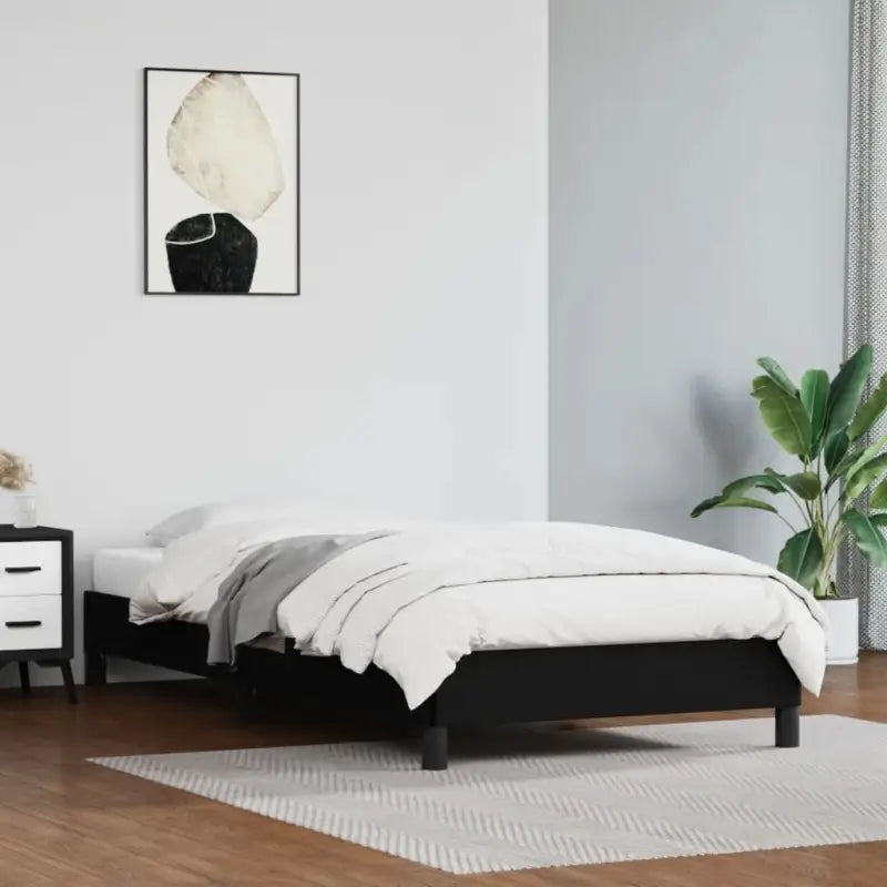 Bedframe met multiplex lattenbodem en duurzaam kunstleer - Zwart / 90 x 200 cm / 25 cm - Bedden & bedframes