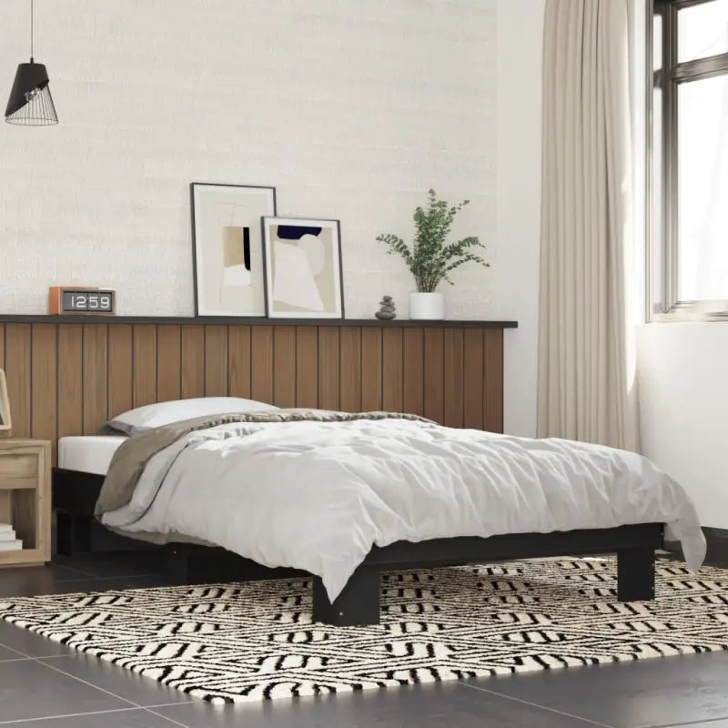 Bedframe met multiplex lattenbodem van bewerkt hout voor stevige slaap - Zwart / 90 x 190 cm - Bedden & bedframes