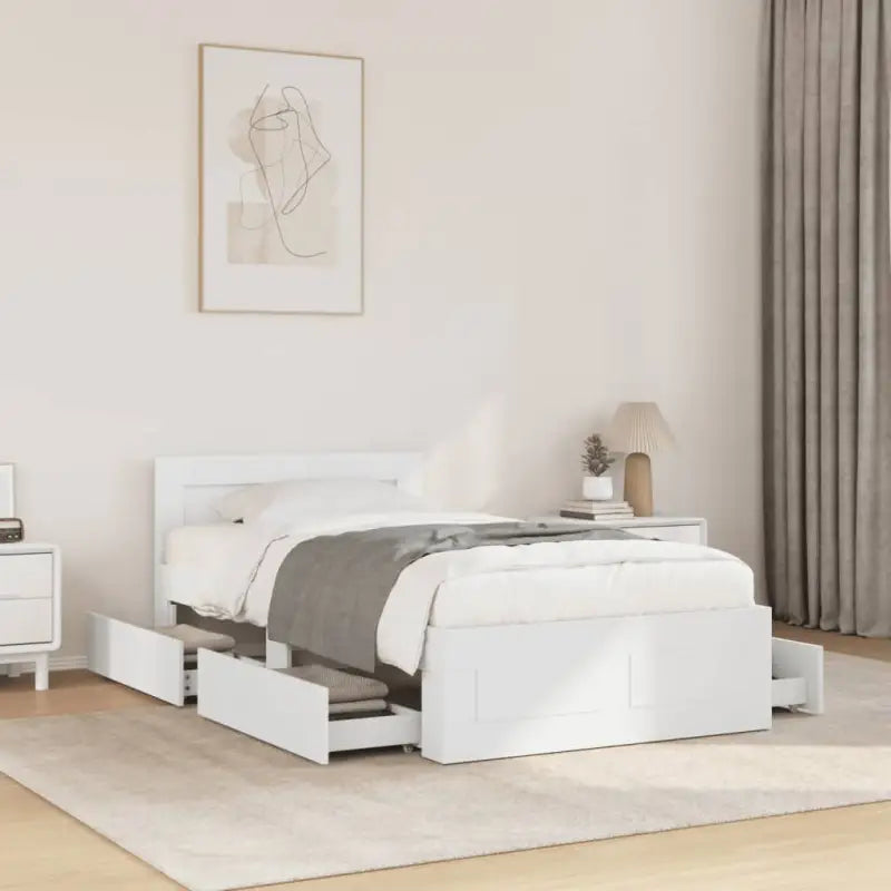Bedframe van bewerkt hout voor een comfortabele slaapkamer - Wit / 75 x 190 cm - Bedden & bedframes