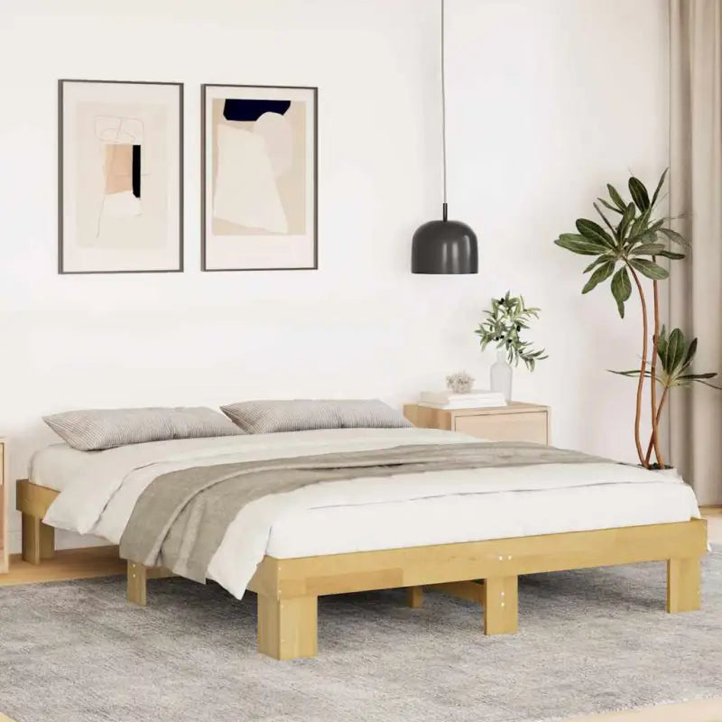 Bedframe van massief eikenhout met extra opbergruimte - 135 x 190 cm - Bedden & bedframes