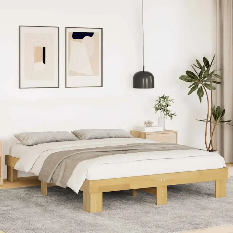 Bedframe van massief eikenhout met extra opbergruimte - 140 x 200 cm - Bedden & bedframes