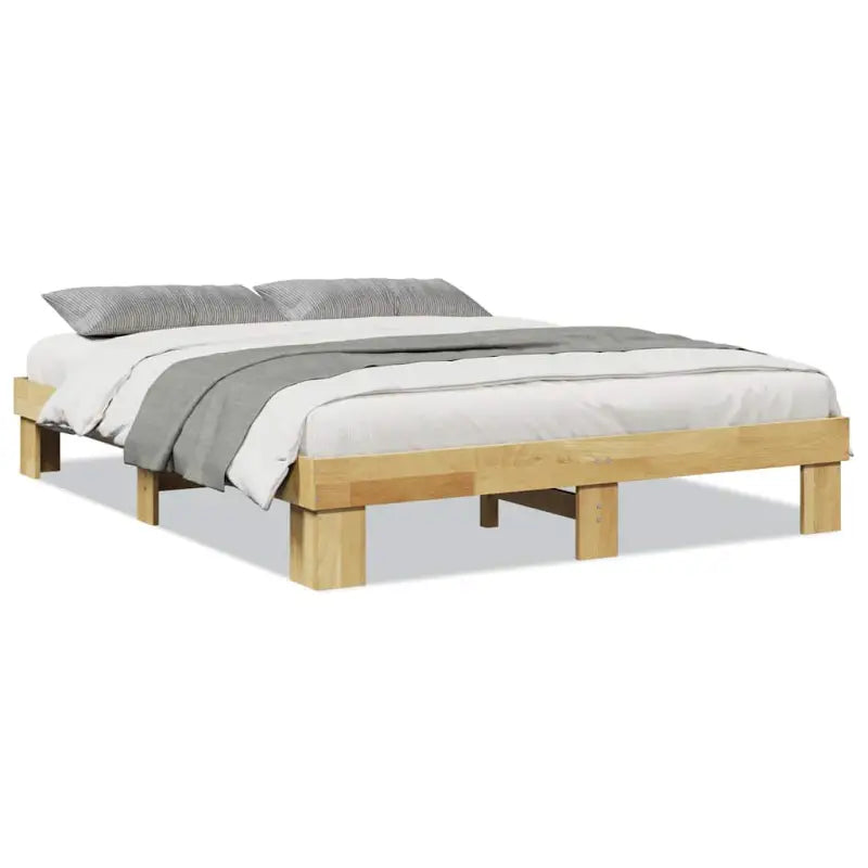 Bedframe van massief eikenhout met extra opbergruimte - Bedden & bedframes