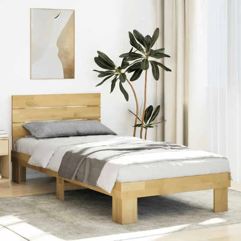 Bedframe van massief eikenhout met extra opbergruimte voor een goede nachtrust - 75 x 190 cm - Bedden & bedframes