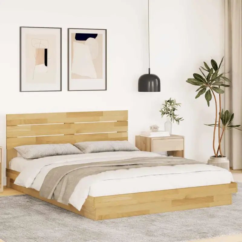 Bedframe van massief eikenhout voor een stabiele en stijlvolle slaapkamer - 160 x 200 cm - Bedden & bedframes