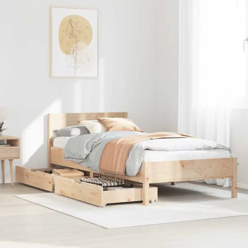 Bedframe van massief grenenhout in wit materiaal voor een goede nachtrust - Naturel / 90 x 190 cm - Bedden & bedframes