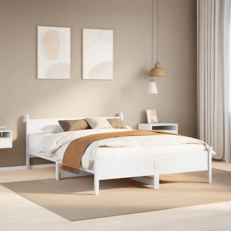 Bedframe van massief grenenhout met extra opbergruimte voor je slaapkamer - Wit / 120 x 200 cm - Bedden & bedframes