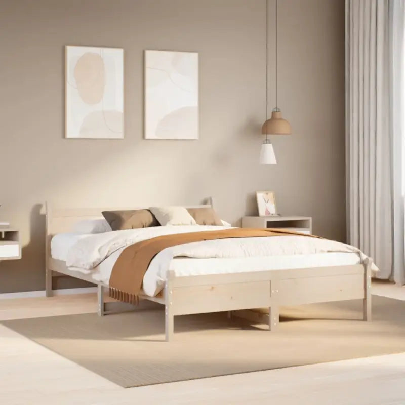 Bedframe van massief grenenhout met extra opbergruimte voor je slaapkamer - Naturel / 135 x 190 cm - Bedden & bedframes