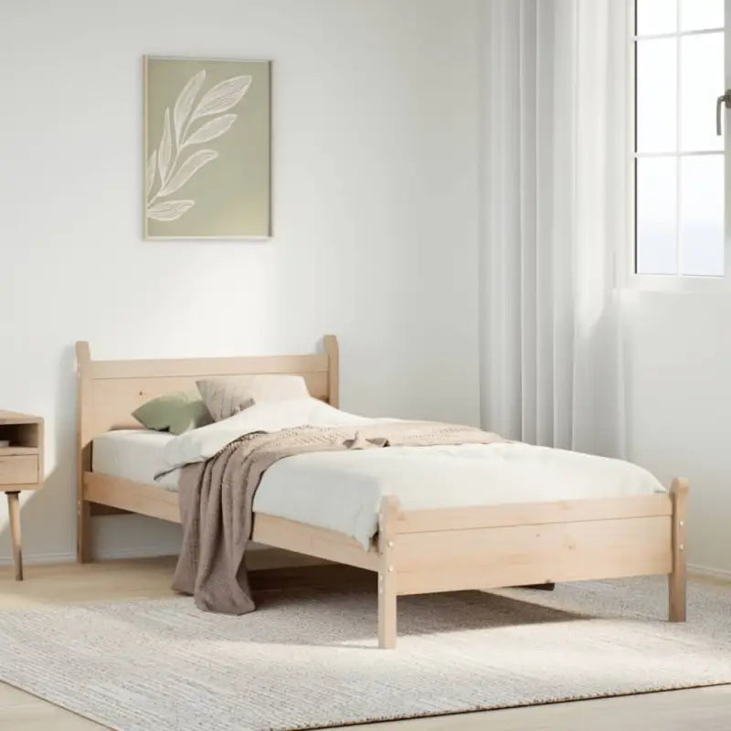 Bedframe van massief grenenhout met extra opbergruimte voor je slaapkamer - Naturel / 75 x 190 cm - Bedden & bedframes