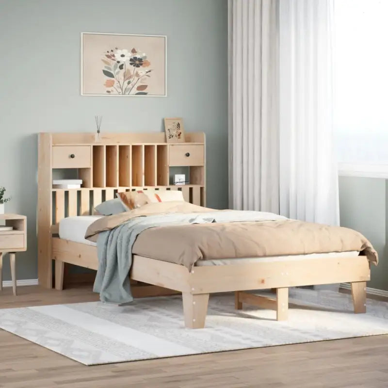 Bedframe van massief grenenhout met extra opbergruimte - Naturel / 135 x 190 cm - Bedden & bedframes
