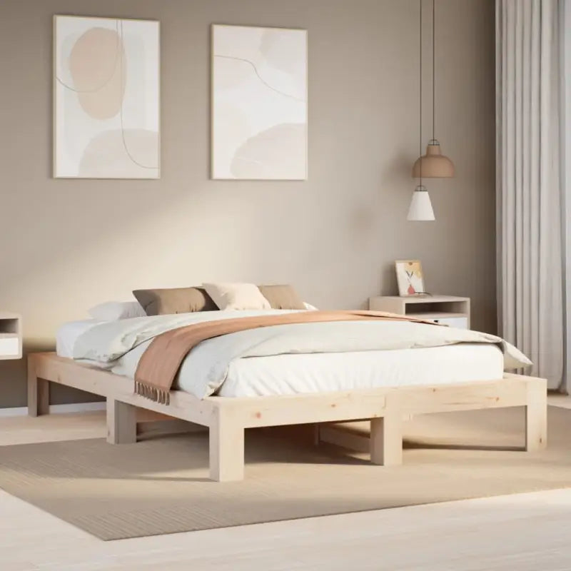 Bedframe van massief grenenhout met extra opbergruimte - Naturel / 150 x 200 cm - Bedden & bedframes
