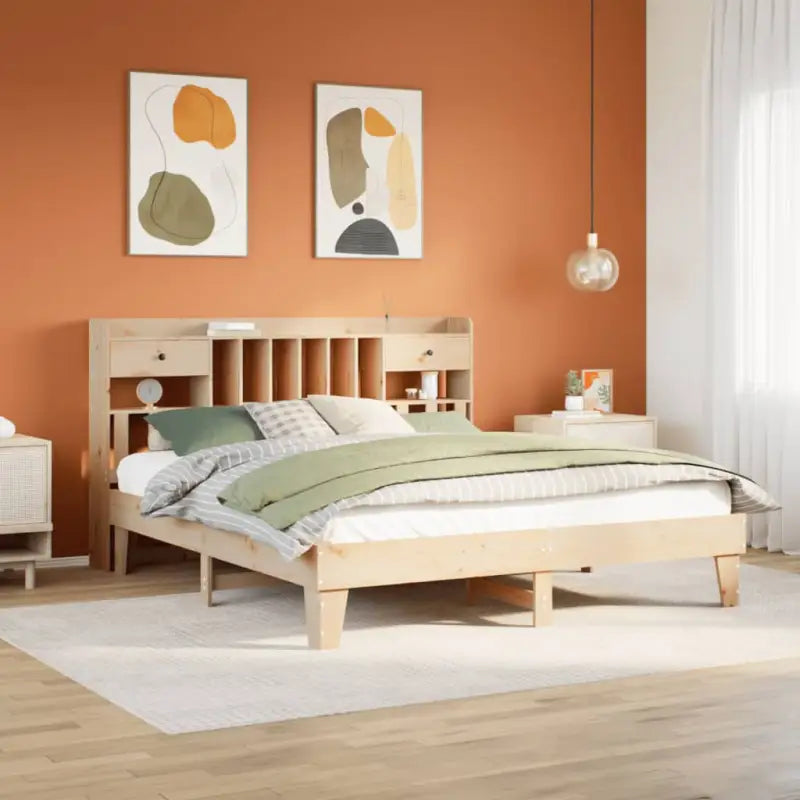 Bedframe van massief grenenhout met extra opbergruimte - Naturel / 200 x 200 cm - Bedden & bedframes