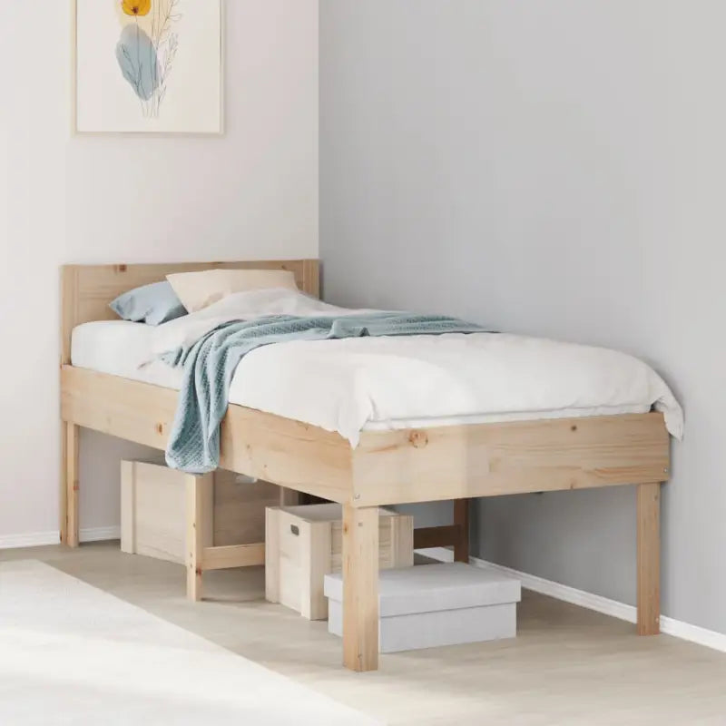 Bedframe van massief grenenhout met extra opbergruimte - Naturel / 75 x 190 cm - Bedden & bedframes