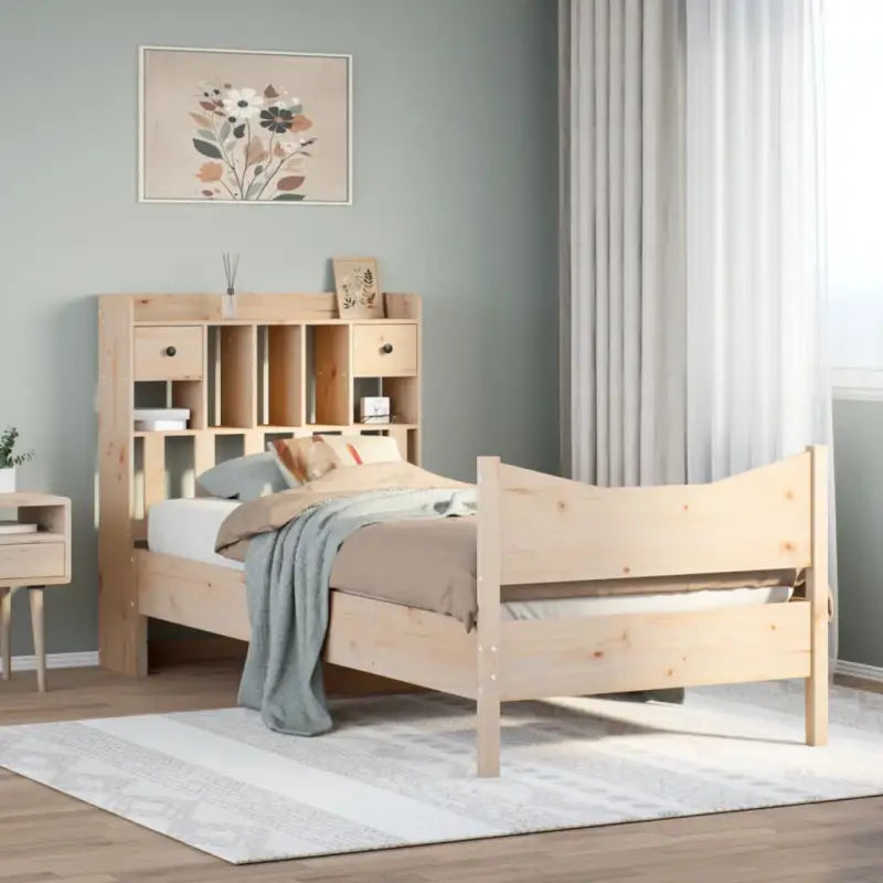 Bedframe van massief grenenhout met extra opbergruimte - Naturel / 75 x 190 cm - Bedden & bedframes