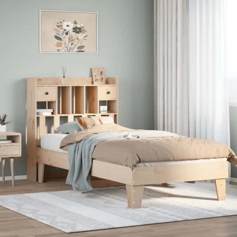 Bedframe van massief grenenhout met extra opbergruimte - Naturel / 90 x 190 cm - Bedden & bedframes