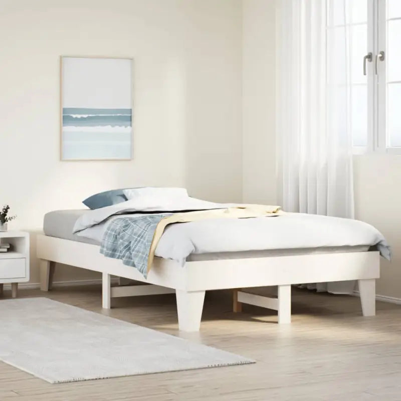 Bedframe van massief grenenhout met extra opbergruimte voor elke slaapkamer - Wit / 135 x 190 cm - Bedden & bedframes