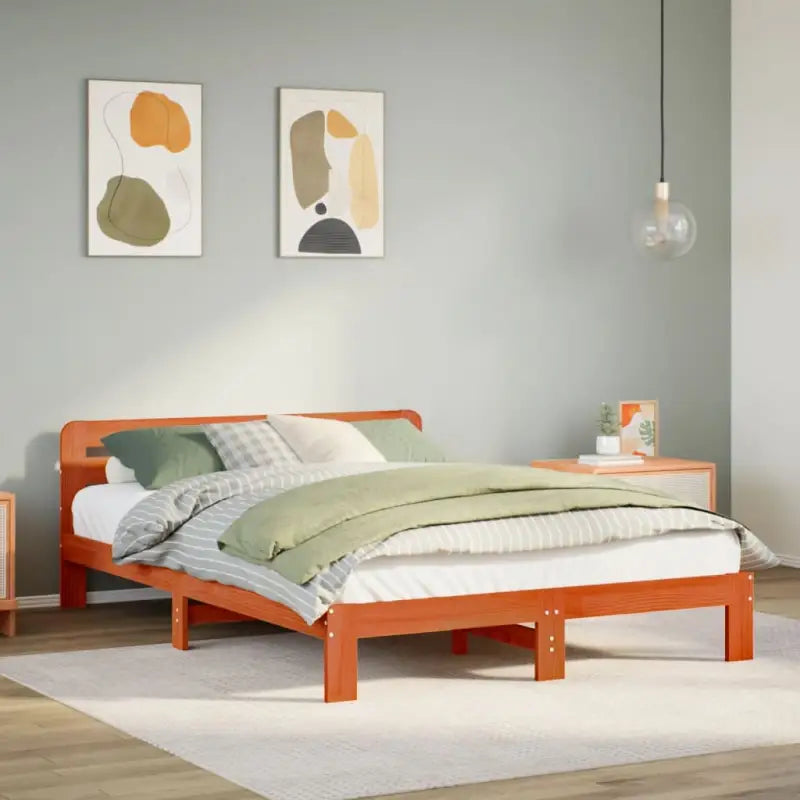 Bedframe van massief grenenhout met extra opbergruimte voor elke slaapkamer - Wasbruin / 140 x 200 cm - Bedden &
