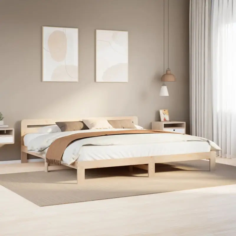 Bedframe van massief grenenhout met extra opbergruimte voor elke slaapkamer - Naturel / 200 x 200 cm - Bedden &
