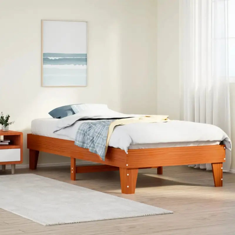 Bedframe van massief grenenhout met extra opbergruimte voor elke slaapkamer - Wasbruin / 90 x 190 cm - Bedden &