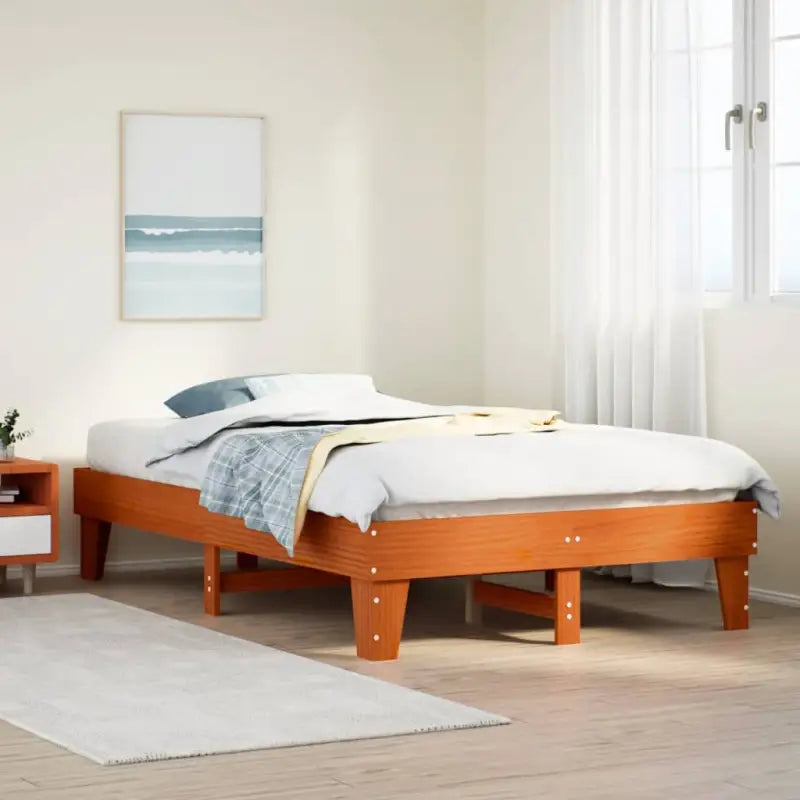 Bedframe van massief grenenhout met extra opbergruimte voor elke slaapkamer - Wasbruin / 120 x 200 cm - Bedden &