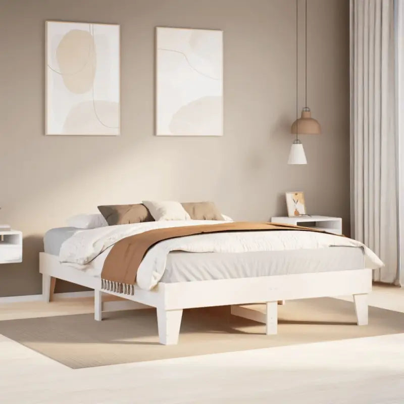 Bedframe van massief grenenhout met extra opbergruimte voor elke slaapkamer - Wit / 140 x 190 cm - Bedden & bedframes