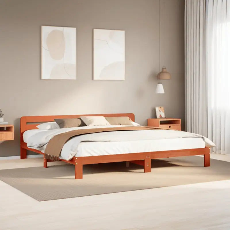 Bedframe van massief grenenhout met extra opbergruimte voor elke slaapkamer - Wasbruin / 180 x 200 cm - Bedden &