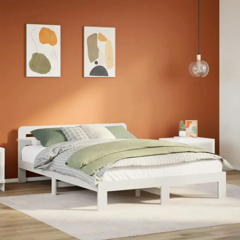 Bedframe van massief grenenhout met extra opbergruimte voor elke slaapkamer - Wit / 120 x 200 cm - Bedden & bedframes