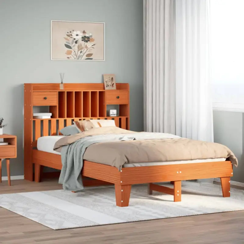 Bedframe van massief grenenhout met extra opbergruimte - Wasbruin / 120 x 190 cm - Bedden & bedframes