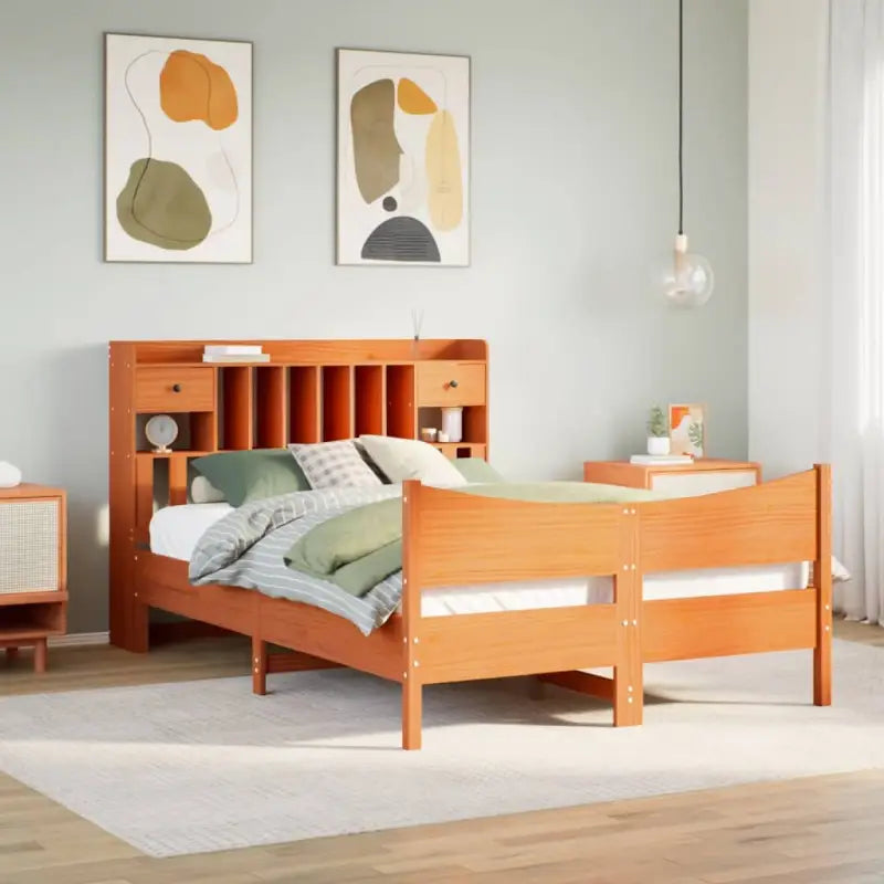 Bedframe van massief grenenhout met extra opbergruimte - Wasbruin / 140 x 200 cm - Bedden & bedframes