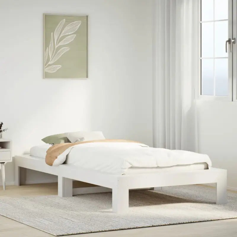 Bedframe van massief grenenhout met extra opbergruimte - Wit / 100 x 200 cm - Bedden & bedframes