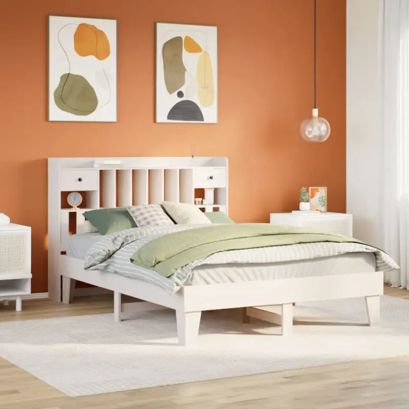 Bedframe van massief grenenhout met extra opbergruimte - Wit / 140 x 200 cm - Bedden & bedframes