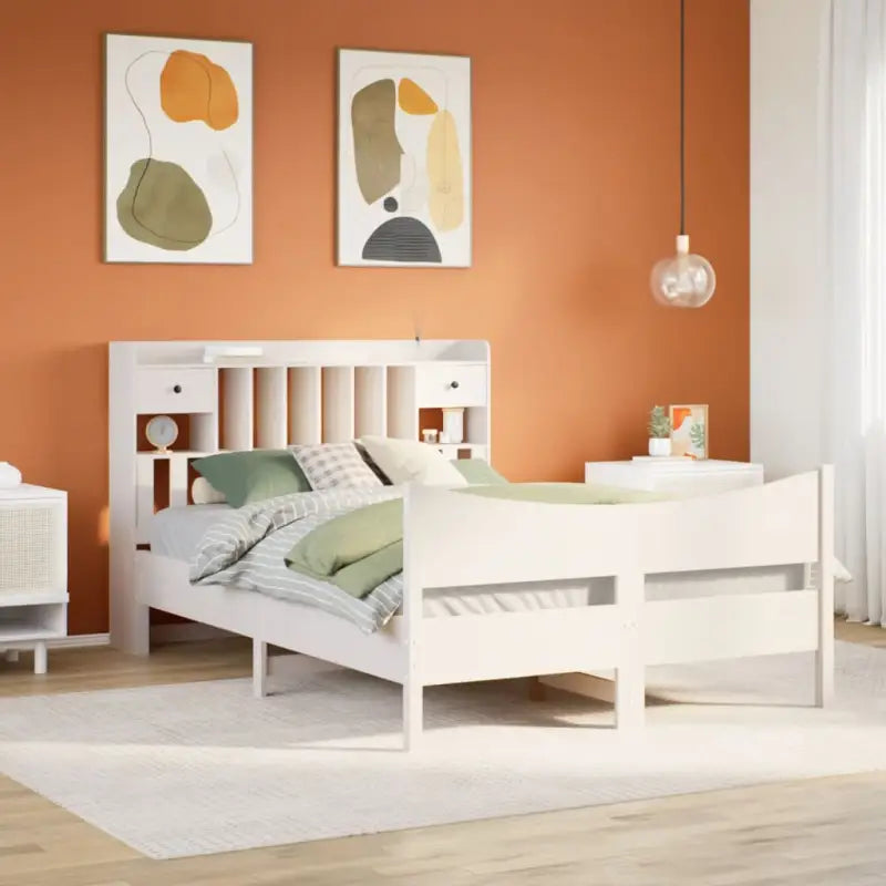 Bedframe van massief grenenhout met extra opbergruimte - Wit / 150 x 200 cm - Bedden & bedframes