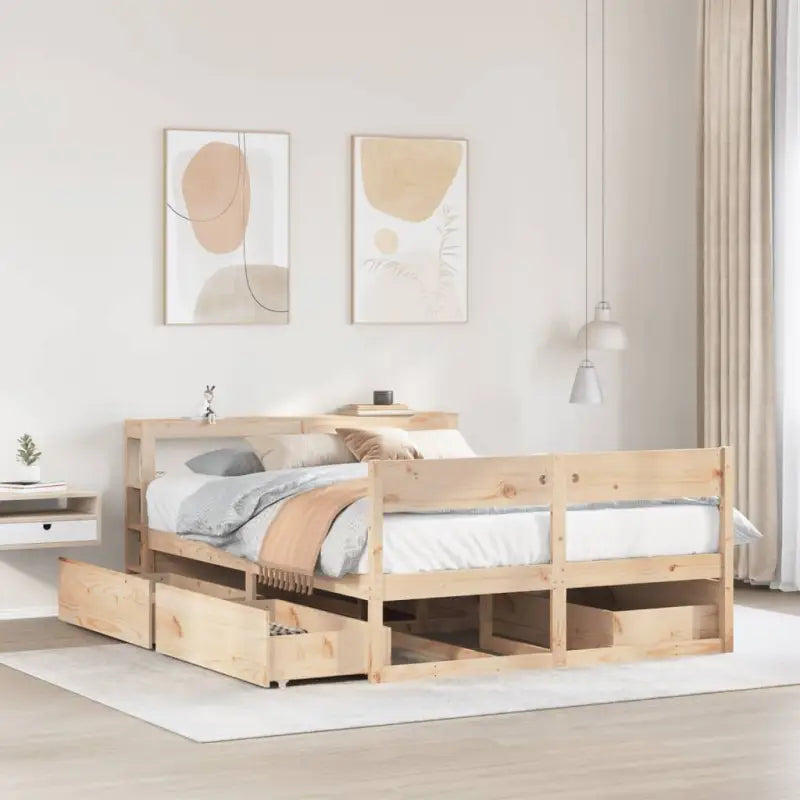 Bedframe van massief grenenhout met opbergruimte voor elke slaapkamer - Naturel / 120 x 190 cm - Bedden & bedframes